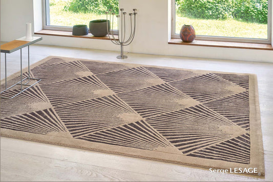 ambiance tapis noué main beige gris