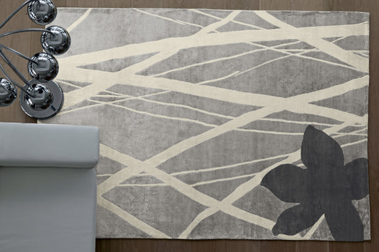 ambiance tapis noué main beige gris